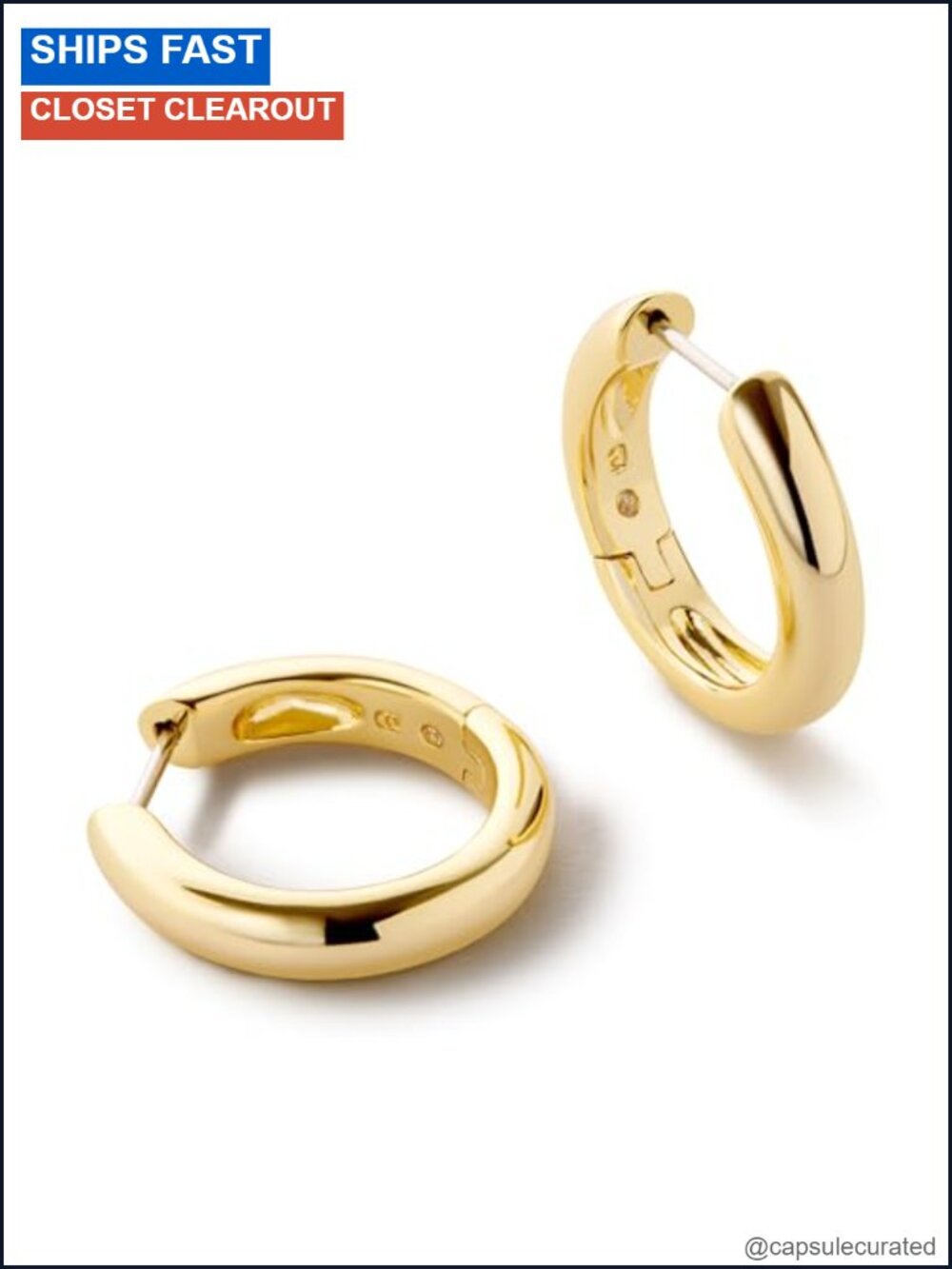 14K Gold Plated Huggie Hoop Earrings Hypoallergenic Water-Resistant Tarnish-Free